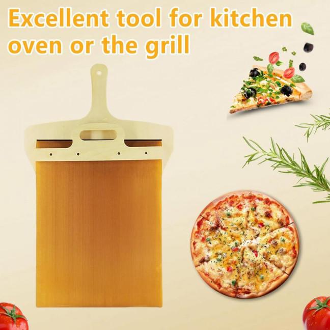 Pizza Sliding Shovel with Wooden Handle Double-Sided Wood Pizza Spatula Non-Stick Paddle for Indoor Outdoor Ovens 