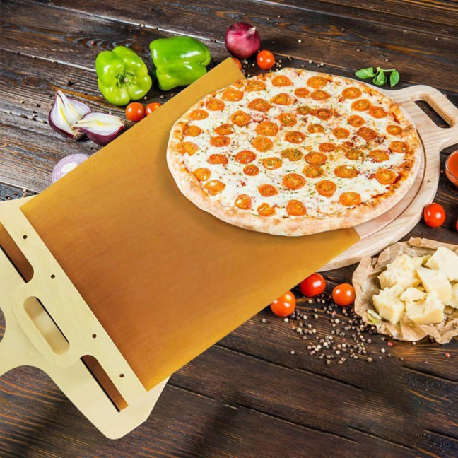 Pizza Sliding Shovel with Wooden Handle Double-Sided Wood Pizza Spatula Non-Stick Paddle for Indoor Outdoor Ovens 