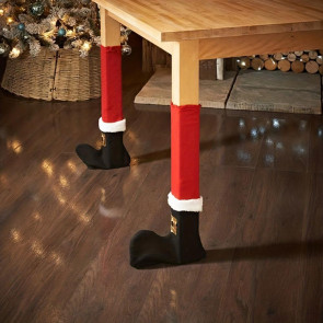 4/8 Pcs Christmas Chair Leg Covers Santa Claus Elf Boot Design Table Legs Socks Dining Chair Slipcover Furniture Feet Covers for Xmas Party Dinner Decoration
