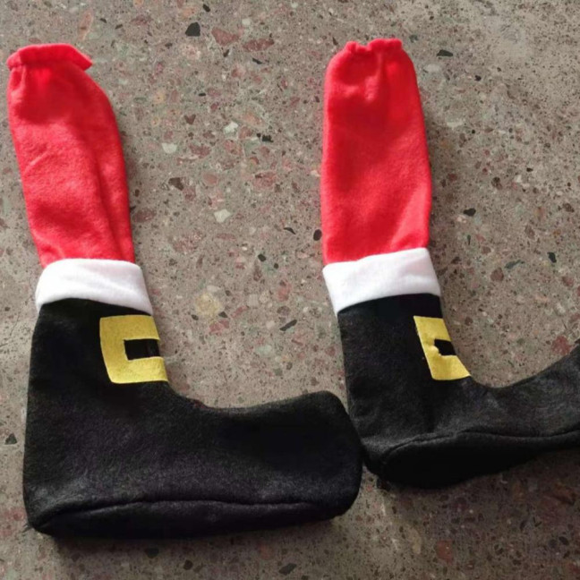 4/8 Pcs Christmas Chair Leg Covers Santa Claus Elf Boot Design Table Legs Socks Dining Chair Slipcover Furniture Feet Covers for Xmas Party Dinner Decoration