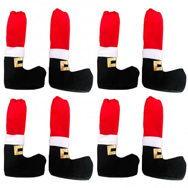 4/8 Pcs Christmas Chair Leg Covers Santa Claus Elf Boot Design Table Legs Socks Dining Chair Slipcover Furniture Feet Covers for Xmas Party Dinner Decoration