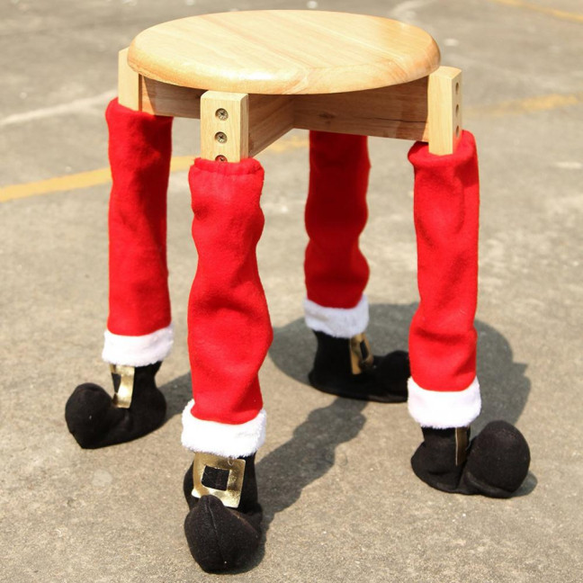 4/8 Pcs Christmas Chair Leg Covers Santa Claus Elf Boot Design Table Legs Socks Dining Chair Slipcover Furniture Feet Covers for Xmas Party Dinner Decoration