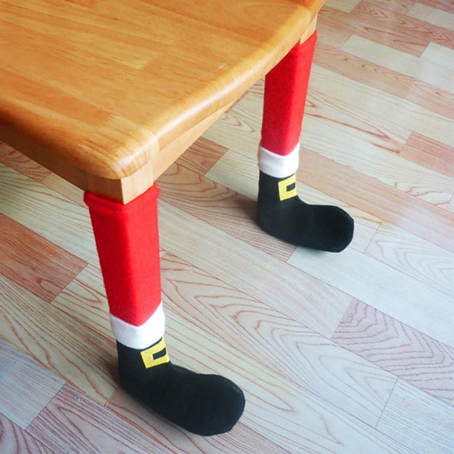 4/8 Pcs Christmas Chair Leg Covers Santa Claus Elf Boot Design Table Legs Socks Dining Chair Slipcover Furniture Feet Covers for Xmas Party Dinner Decoration