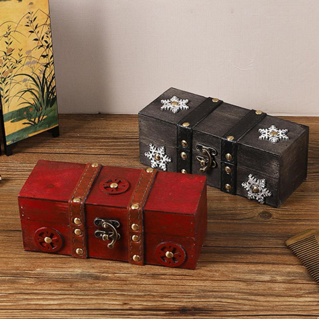 Vintage Jewelry Box Wooden Storage Case Classical Treasure Box for Women Girls Trinkets Rings Bracelets Earrings Necklaces