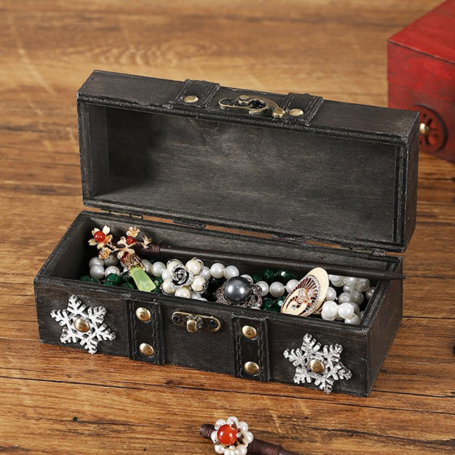 Vintage Jewelry Box Wooden Storage Case Classical Treasure Box for Women Girls Trinkets Rings Bracelets Earrings Necklaces