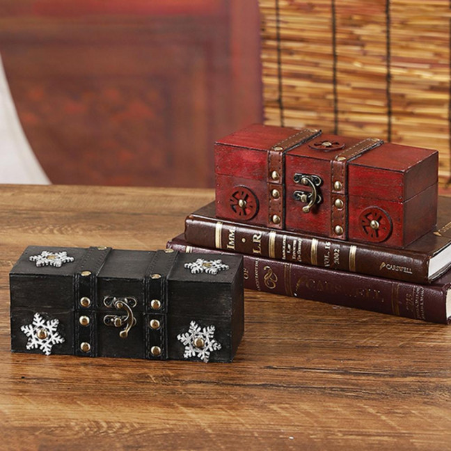 Vintage Jewelry Box Wooden Storage Case Classical Treasure Box for Women Girls Trinkets Rings Bracelets Earrings Necklaces