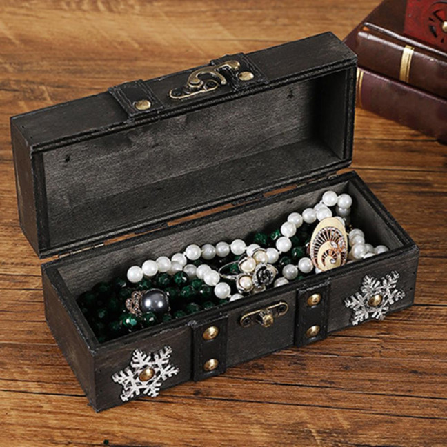 Vintage Jewelry Box Wooden Storage Case Classical Treasure Box for Women Girls Trinkets Rings Bracelets Earrings Necklaces