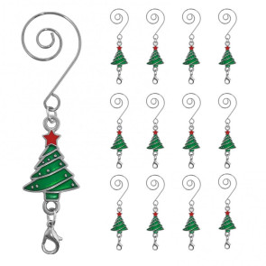 12Pcs Christmas Tree Hooks Alloy Metal S-Hooks for Ornaments And Stockings Decorative Hangers with Spring Clip 