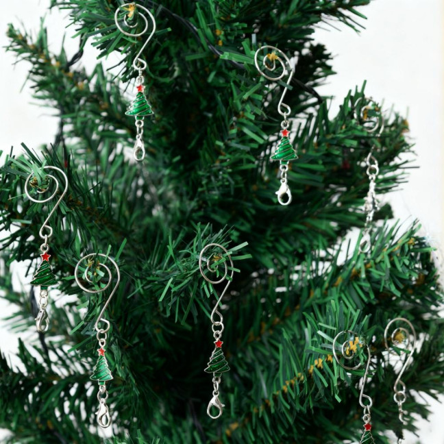 12Pcs Christmas Tree Hooks Alloy Metal S-Hooks for Ornaments And Stockings Decorative Hangers with Spring Clip 