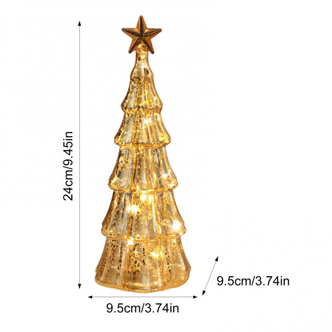 Glitter Christmas Tree Table Lamp LED Light-Up Decoration with Star Topper Festive Centerpiece for Home & Office Decor 