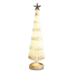 Glitter Christmas Tree Table Lamp LED Light-Up Decoration with Star Topper Festive Centerpiece for Home & Office Decor 