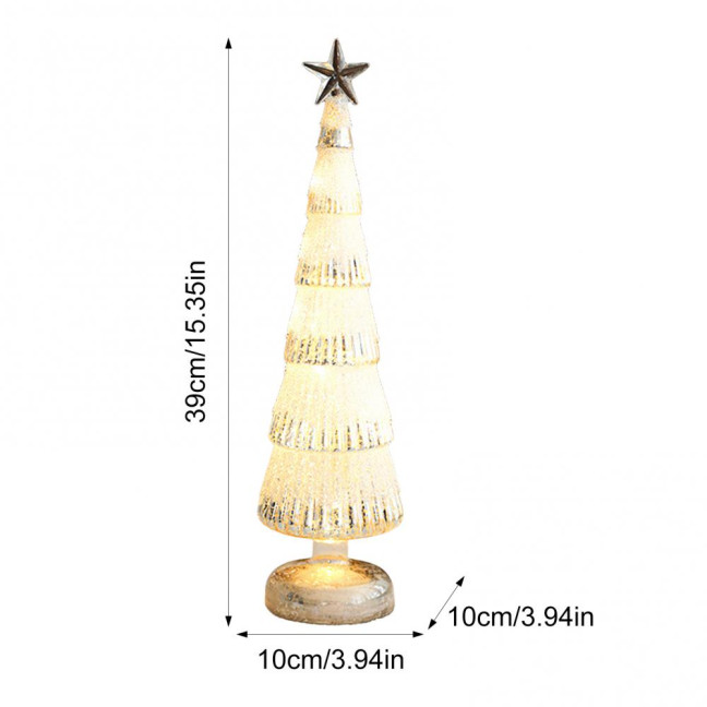 Glitter Christmas Tree Table Lamp LED Light-Up Decoration with Star Topper Festive Centerpiece for Home & Office Decor 