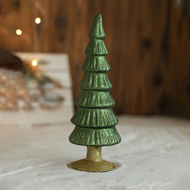 Glitter Christmas Tree Table Lamp LED Light-Up Decoration with Star Topper Festive Centerpiece for Home & Office Decor 