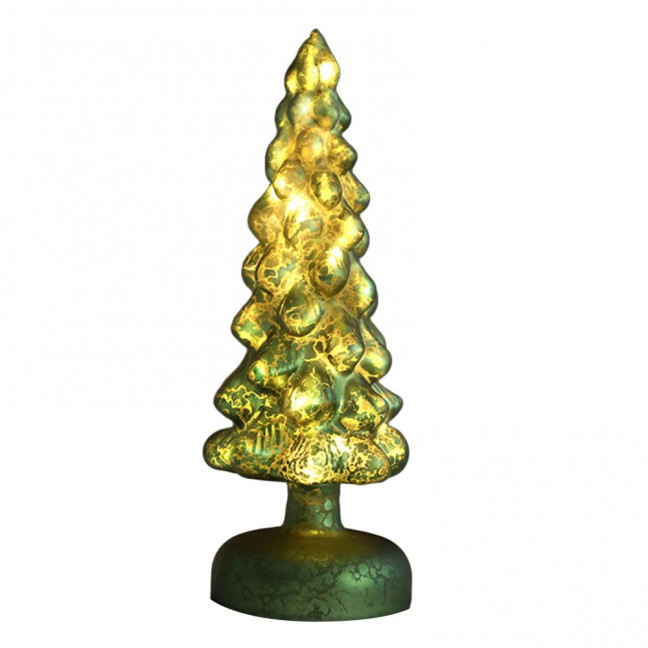Glitter Christmas Tree Table Lamp LED Light-Up Decoration with Star Topper Festive Centerpiece for Home & Office Decor 