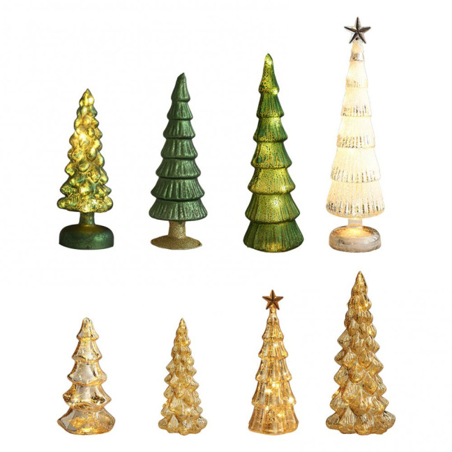 Glitter Christmas Tree Table Lamp LED Light-Up Decoration with Star Topper Festive Centerpiece for Home & Office Decor 