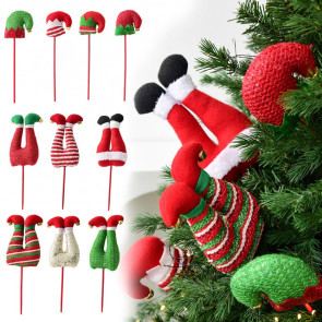 Elf Leg Christmas Tree Picks 3D Decorative Stems with Colorful Stripes Easy Insert Elf Leg Decor for Xmas Tree Wreath & Holiday Display