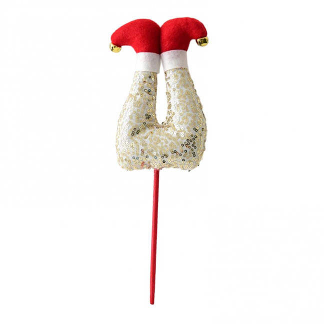 Elf Leg Christmas Tree Picks 3D Decorative Stems with Colorful Stripes Easy Insert Elf Leg Decor for Xmas Tree Wreath & Holiday Display