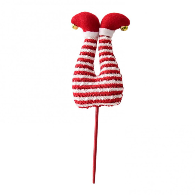 Elf Leg Christmas Tree Picks 3D Decorative Stems with Colorful Stripes Easy Insert Elf Leg Decor for Xmas Tree Wreath & Holiday Display