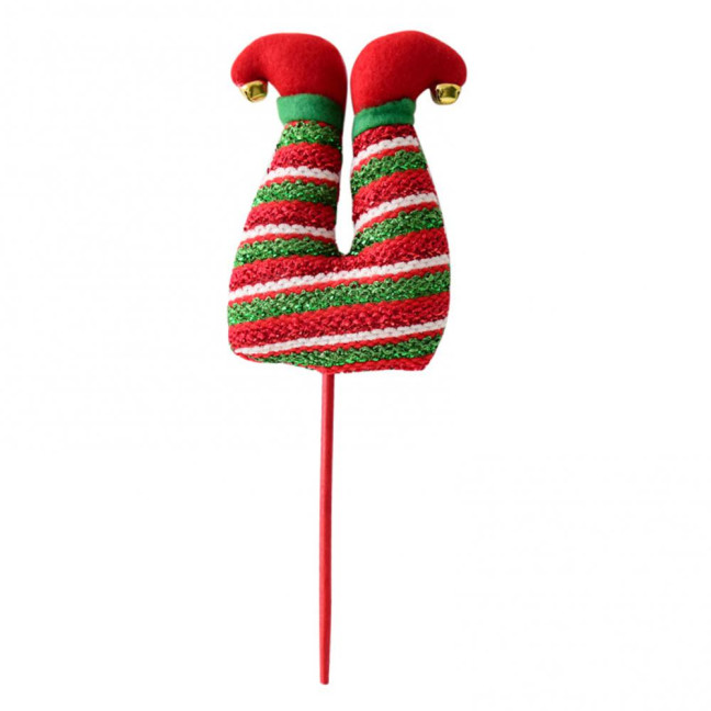 Elf Leg Christmas Tree Picks 3D Decorative Stems with Colorful Stripes Easy Insert Elf Leg Decor for Xmas Tree Wreath & Holiday Display
