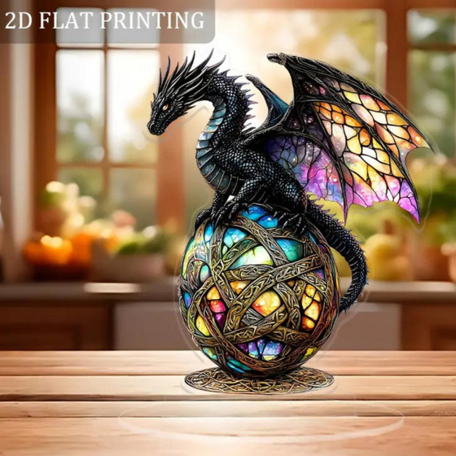 Dragon Statue Vibrant Color Resin Dragon Sculpture Mythical Creature Ornament Gothic Style Fantasy Decor 