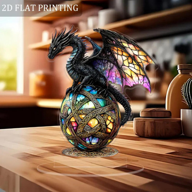 Dragon Statue Vibrant Color Resin Dragon Sculpture Mythical Creature Ornament Gothic Style Fantasy Decor 