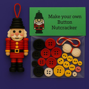 DIY Button Nutcracker Craft Kit Christmas Button Ornament Making Set Handmade Nutcracker Hanging Decoration for Home Party Decor