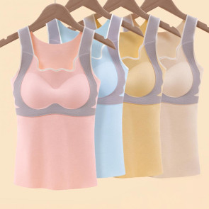 Teen Girls' Thermal Tank Top with Built-in Bra Fleece Lined Sleeveless Camisole Undershirt Winter Warm Tunic Top Cold Weather Base Layer