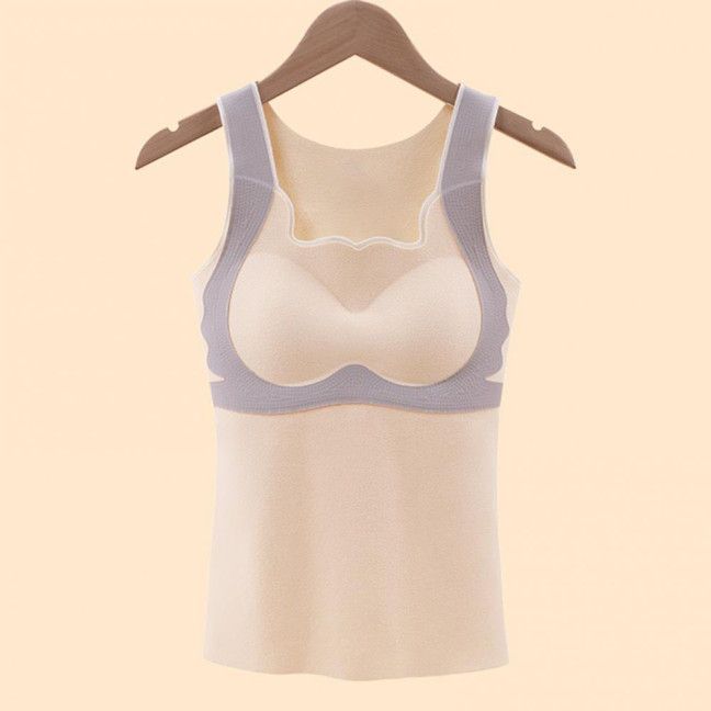 Teen Girls' Thermal Tank Top with Built-in Bra Fleece Lined Sleeveless Camisole Undershirt Winter Warm Tunic Top Cold Weather Base Layer