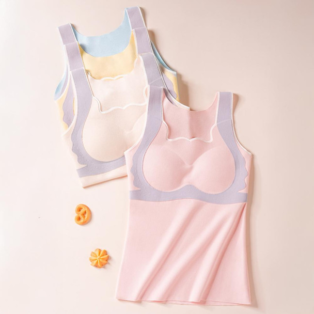 Teen Girls' Thermal Tank Top with Built-in Bra Fleece Lined Sleeveless Camisole Undershirt Winter Warm Tunic Top Cold Weather Base Layer