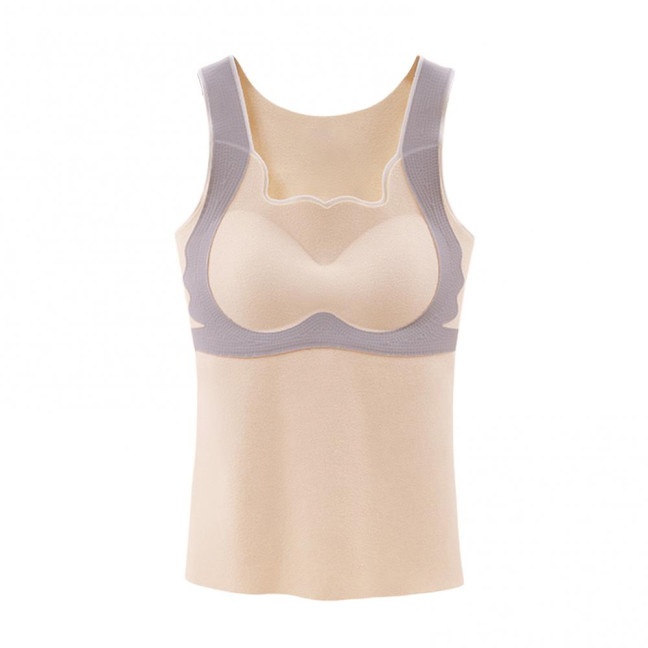 Teen Girls' Thermal Tank Top with Built-in Bra Fleece Lined Sleeveless Camisole Undershirt Winter Warm Tunic Top Cold Weather Base Layer