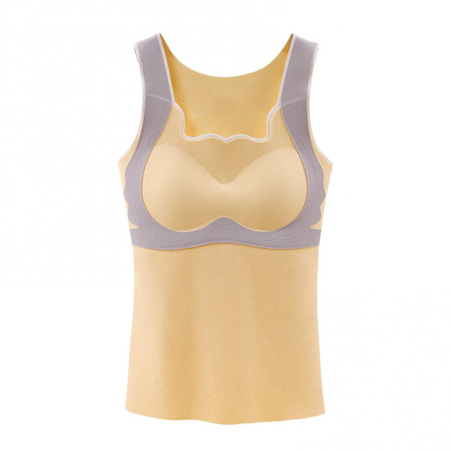 Teen Girls' Thermal Tank Top with Built-in Bra Fleece Lined Sleeveless Camisole Undershirt Winter Warm Tunic Top Cold Weather Base Layer