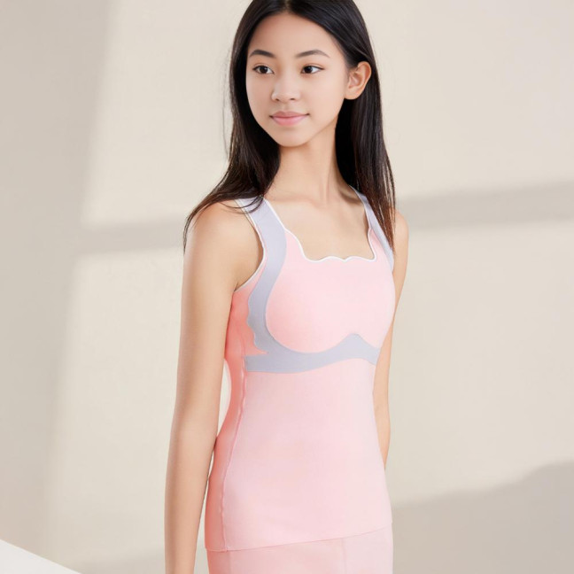Teen Girls' Thermal Tank Top with Built-in Bra Fleece Lined Sleeveless Camisole Undershirt Winter Warm Tunic Top Cold Weather Base Layer