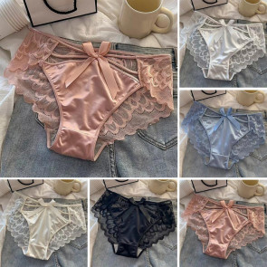 Women's Sexy Lace Hipster Underwear Soft Floral Lace Low Rise Panties Seamless Sheer Mesh Ladies Briefs