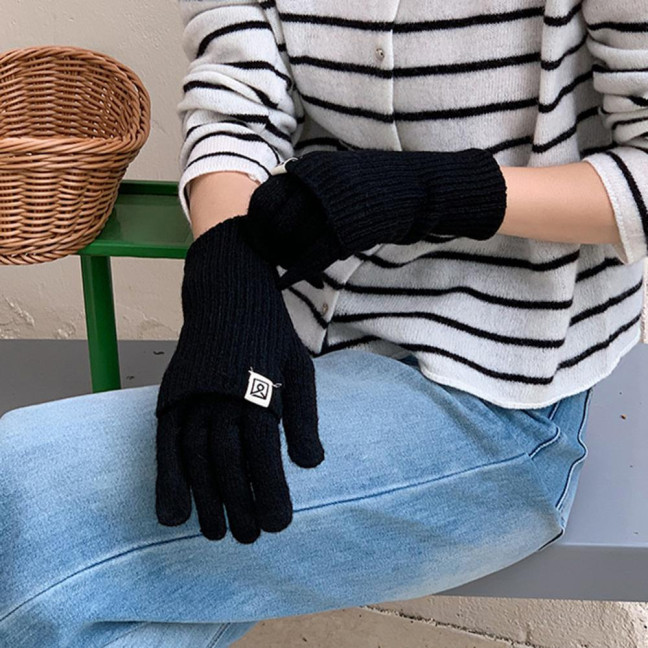 Women Convertible Winter Gloves Warm Touchscreen Gloves 2-in-1 Knitted Stretchy Texting Gloves for Daily Outings Driving 