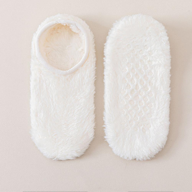 Winter Floor Socks Men Women Warm Plush Home Slipper Socks with Grips Low Cut Anti-Slip Ankle Socks for Indoor Living Room Bedroom 