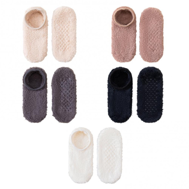 Winter Floor Socks Men Women Warm Plush Home Slipper Socks with Grips Low Cut Anti-Slip Ankle Socks for Indoor Living Room Bedroom 