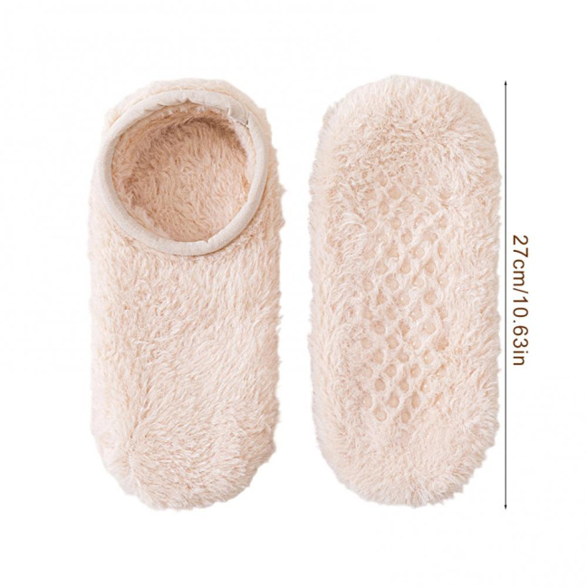 Winter Floor Socks Men Women Warm Plush Home Slipper Socks with Grips Low Cut Anti-Slip Ankle Socks for Indoor Living Room Bedroom 