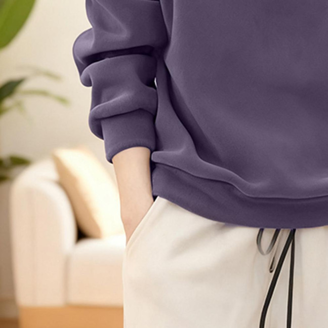 Women's Fleece Sweatshirts Long Sleeve Button Up Pullover Top Casual Stand Collar Warm Outfits for Fall Winter