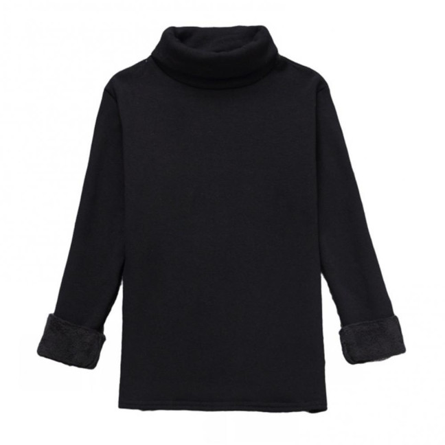 Women Bottom Tops Half-High Collar Long Sleeve Slim Fit Pullover Tops Solid Color Thickened Warm Autumn Winter Base Layer Tops