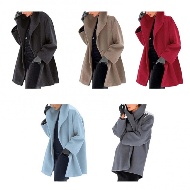 Women's Wool Blend Trench Coat Hooded Single-Breasted Pea Coat Fall Winter Thick Warm Jacket Casual Mid-Long Overcoat