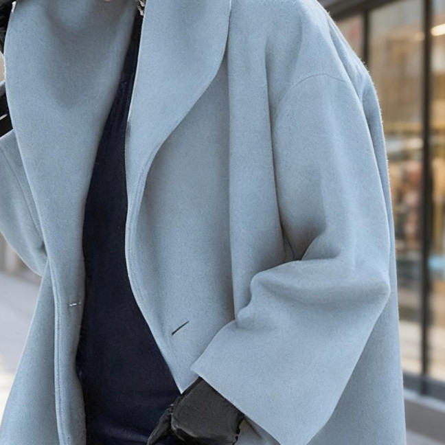 Women's Wool Blend Trench Coat Hooded Single-Breasted Pea Coat Fall Winter Thick Warm Jacket Casual Mid-Long Overcoat