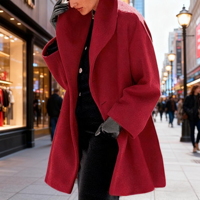 Women's Wool Blend Trench Coat Hooded Single-Breasted Pea Coat Fall Winter Thick Warm Jacket Casual Mid-Long Overcoat