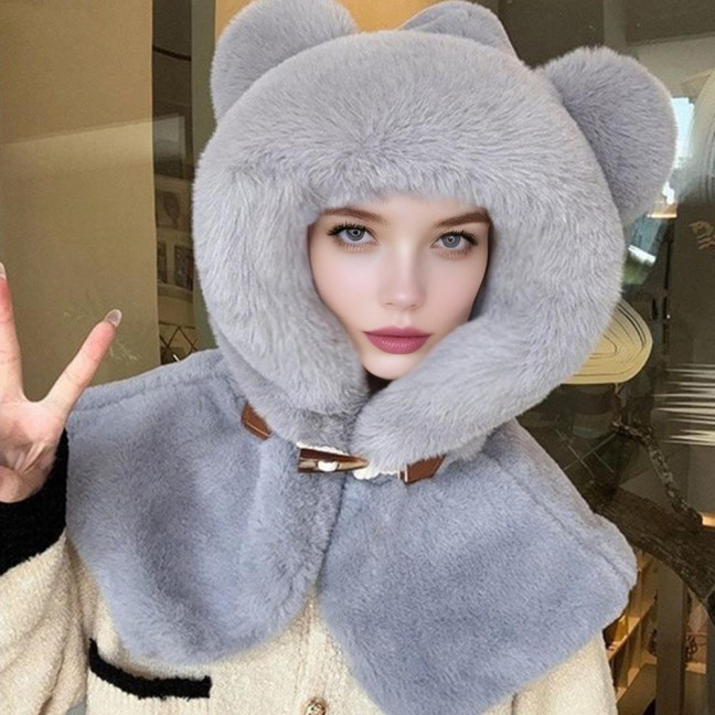 Women Hat Knitted Windproof Warm Elastic Solid Color Thermal Winter Hat Hiking Outings Traveling Shopping Daily Wear