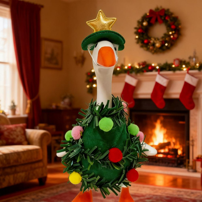 Christmas Tree Goose Outfit Desk Goose Clothes Festive Goose Costume for 7'' Goose Statue Holiday Xmas Table Decoration