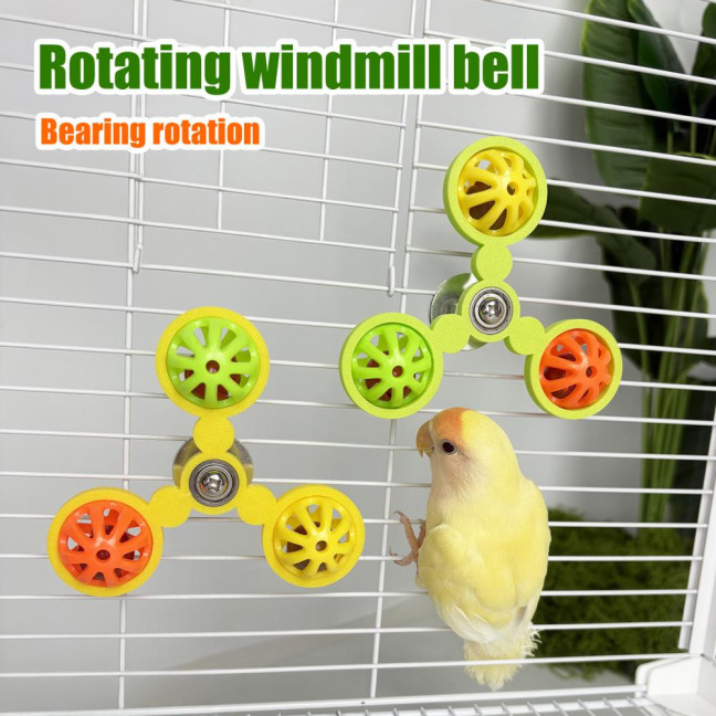 Birds Spinner Rattle Toy Interactive Spinner Parrot Toy Wheel Chewing Exercise Cockatiel Birdcage Enrichment Toy for Conures Budgies 