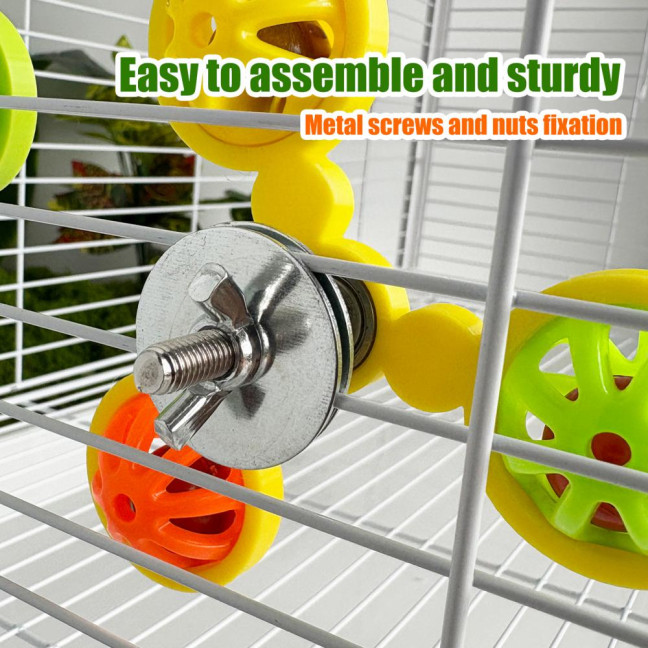 Birds Spinner Rattle Toy Interactive Spinner Parrot Toy Wheel Chewing Exercise Cockatiel Birdcage Enrichment Toy for Conures Budgies 