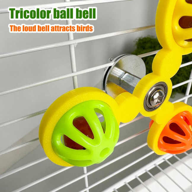 Birds Spinner Rattle Toy Interactive Spinner Parrot Toy Wheel Chewing Exercise Cockatiel Birdcage Enrichment Toy for Conures Budgies 