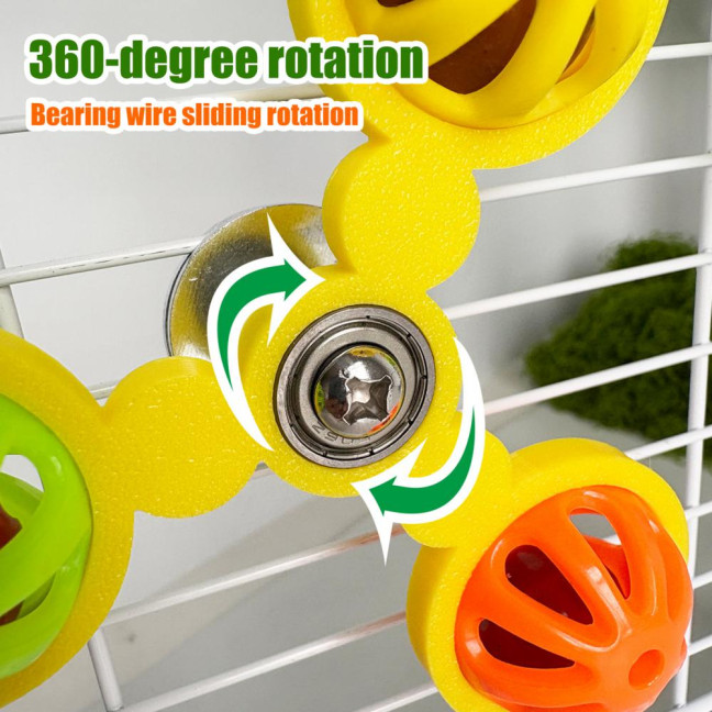 Birds Spinner Rattle Toy Interactive Spinner Parrot Toy Wheel Chewing Exercise Cockatiel Birdcage Enrichment Toy for Conures Budgies 