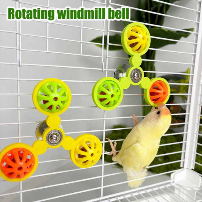 Birds Spinner Rattle Toy Interactive Spinner Parrot Toy Wheel Chewing Exercise Cockatiel Birdcage Enrichment Toy for Conures Budgies 