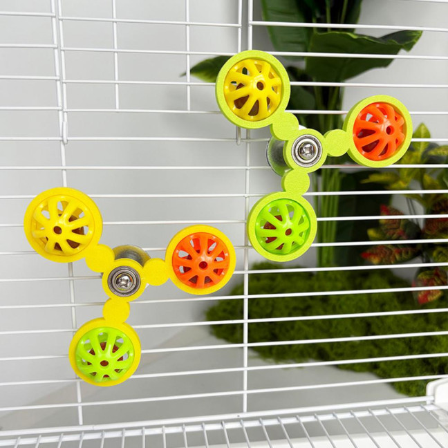 Birds Spinner Rattle Toy Interactive Spinner Parrot Toy Wheel Chewing Exercise Cockatiel Birdcage Enrichment Toy for Conures Budgies 
